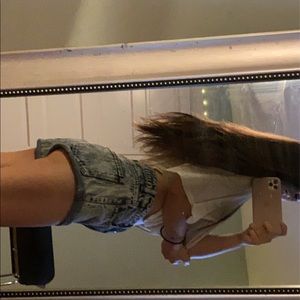 Acid wash jean shorts, from refuge